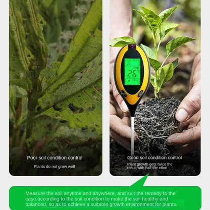 Soil Meter 4-in-1 Moisture pH Temperature & Light
