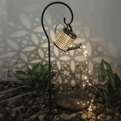 Solar Garden Lamp Watering Can Automatic Rain Sound