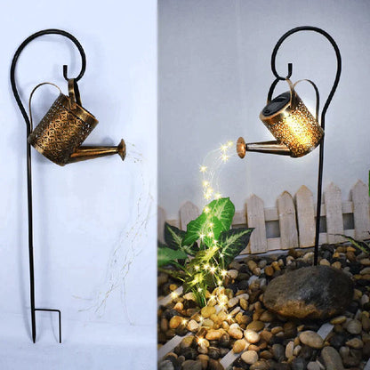 Solar Garden Lamp Watering Can Automatic Rain Sound