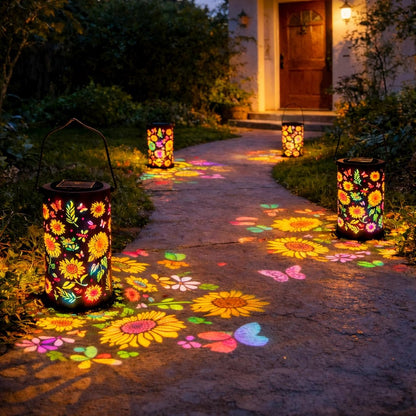 Solar Garden Lantern Weatherproof Metal Warm White & Colorful