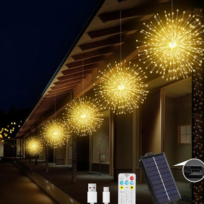 Solar Garden Light Firework LED Automatic Weatherproof
