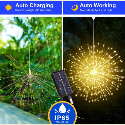 Solar Garden Light Firework LED Automatic Weatherproof