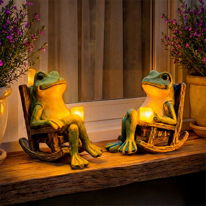 Solar Garden Light Frog Figurine Automatic Dusk-to-Dawn Weatherproof
