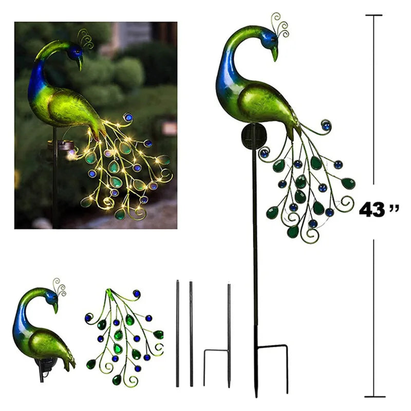 Solar Garden Light Peacock Design Reinforced Iron & Waterproof
