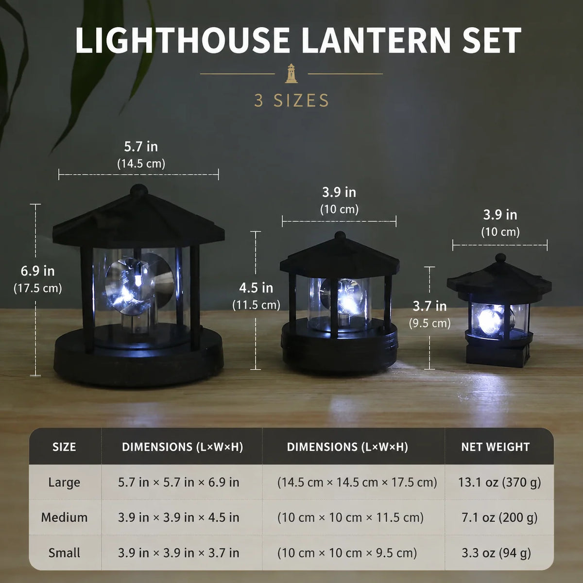 Solar Garden Light Rotating Beacon Automatic Dusk Activation IP44 Weather-Resistant