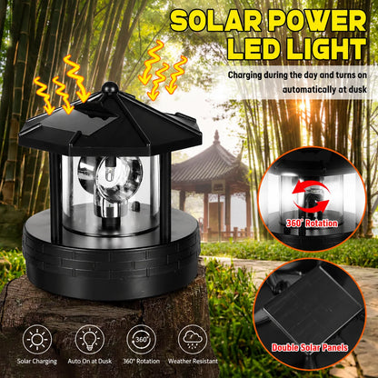 Solar Garden Light Rotating Beacon Automatic Dusk Activation IP44 Weather-Resistant
