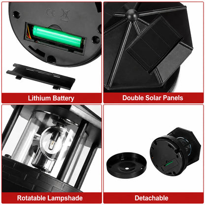 Solar Garden Light Rotating Beacon Automatic Dusk Activation IP44 Weather-Resistant