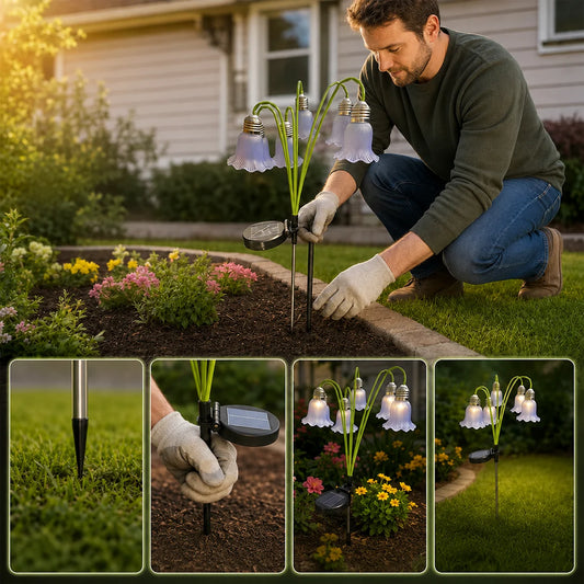Solar Garden Light Tulip-Shaped Weatherproof Up To 12 Hours