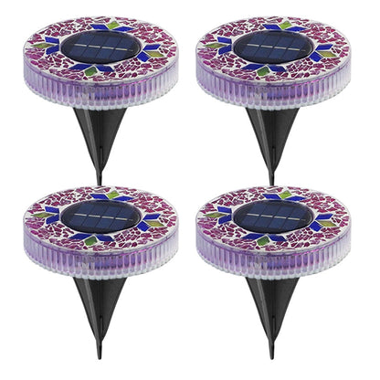 Solar Garden Lights Mosaic Glass Set of 4