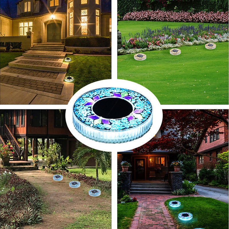 Solar Garden Lights Mosaic Glass Set of 4