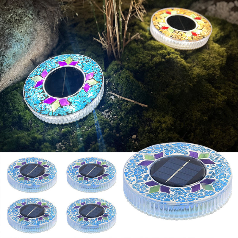 Solar Garden Lights Mosaic Glass Set of 4