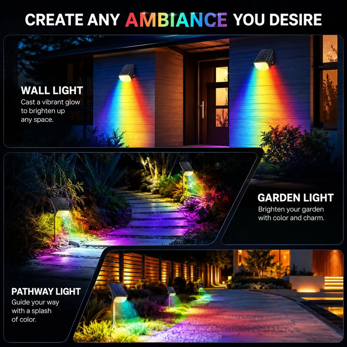 Solar Garden Spotlights Dusk-To-Dawn Adjustable Aim IP65