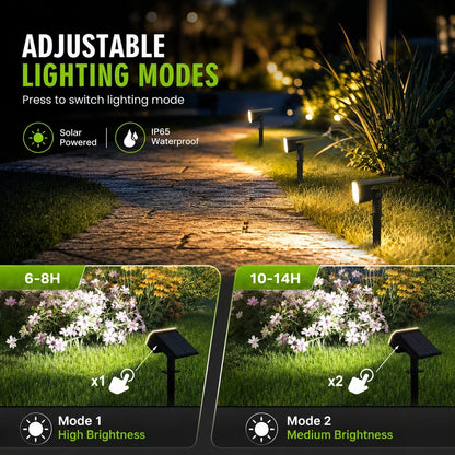 Solar Garden Spotlights Dusk-To-Dawn Adjustable Aim IP65