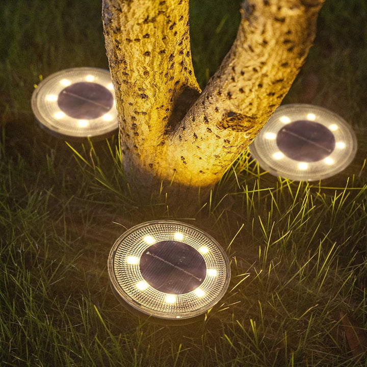 Solar Ground Lights Dusk-to-Dawn Weatherproof Set of 4