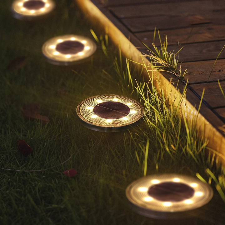 Solar Ground Lights Dusk-to-Dawn Weatherproof Set of 4
