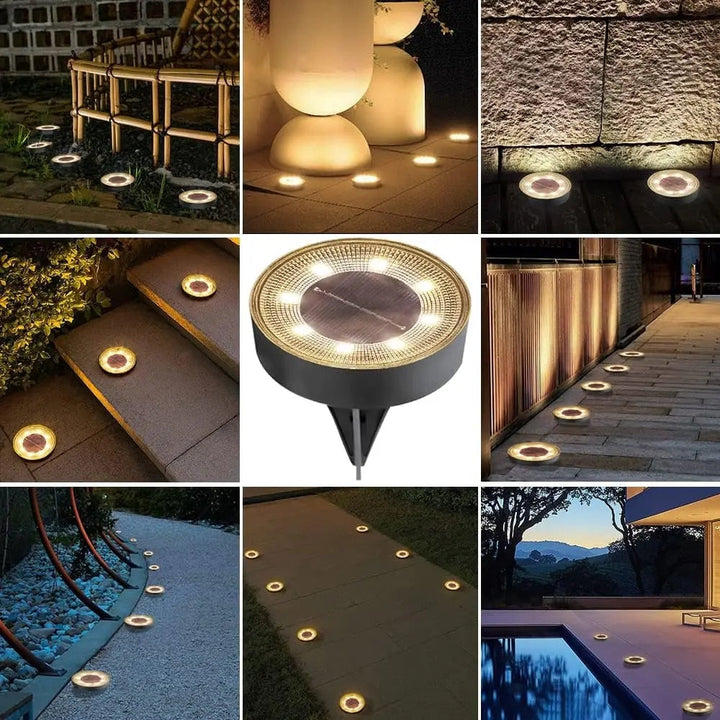 Solar Ground Lights Dusk-to-Dawn Weatherproof Set of 4