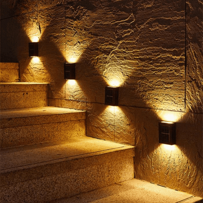 Solar LED Wall Light Dusk Sensor Set of 4