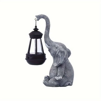 Solar Lantern Elephant-Shaped Resin Warm White