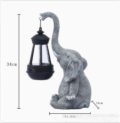 Solar Lantern Elephant-Shaped Resin Warm White