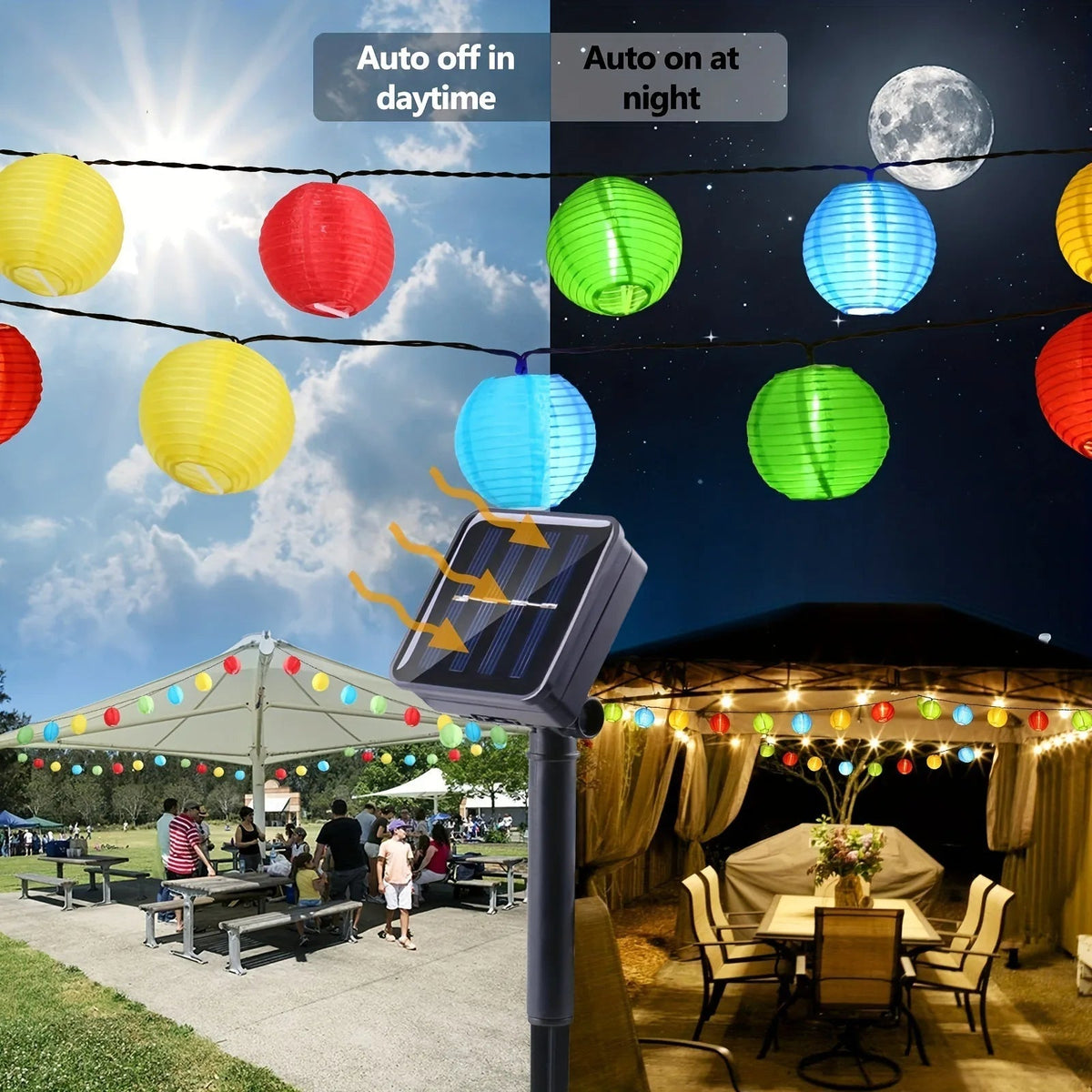 Solar Lantern String Lights IP65 Waterproof 8 Modes