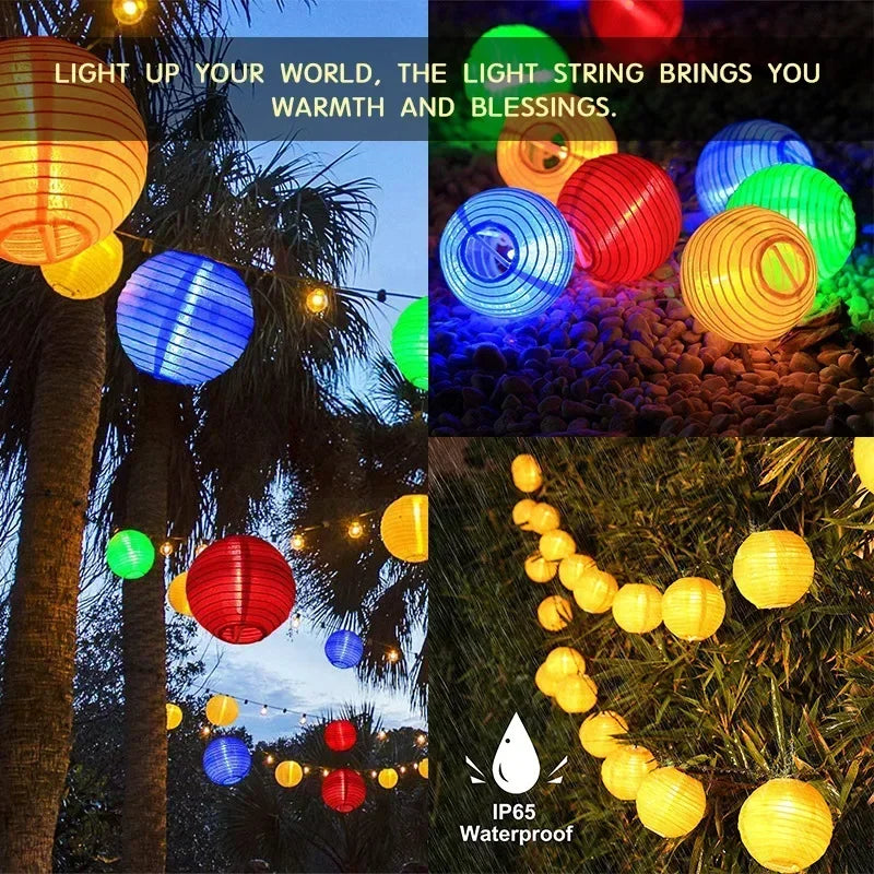 Solar Lantern String Lights IP65 Waterproof 8 Modes