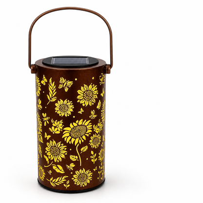 Solar Outdoor Metal Lantern with Floral Light Projection (Up to 8-Hour Runtime)