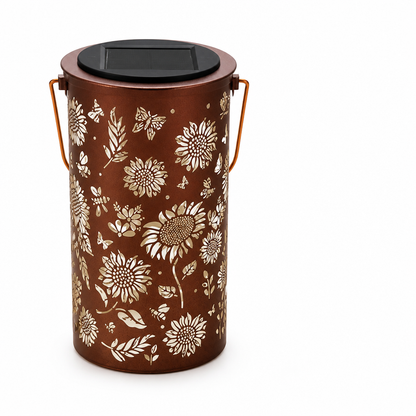 Solar Outdoor Metal Lantern with Floral Light Projection (Up to 8-Hour Runtime)