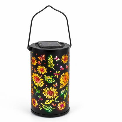 Solar Outdoor Metal Lantern with Floral Light Projection (Up to 8-Hour Runtime)