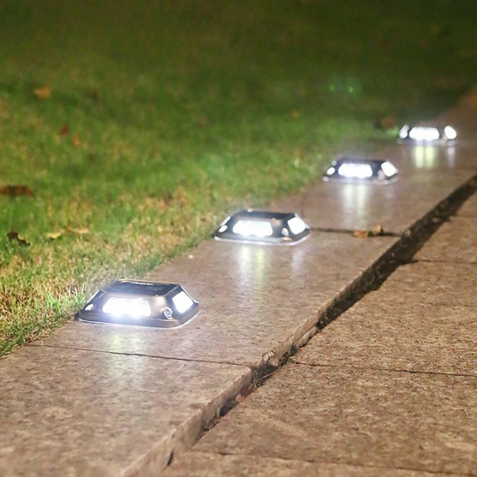 Solar Path Lights 8-LED Warm/Cool Set of 4