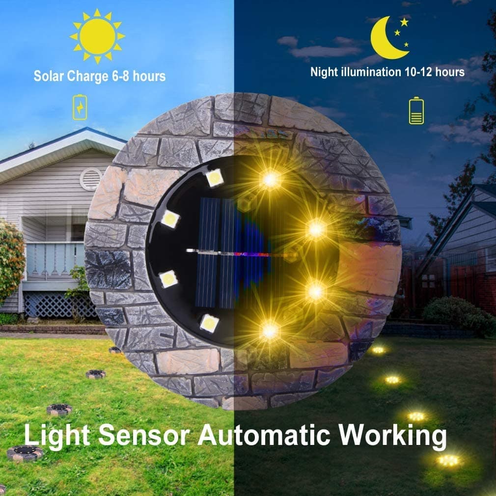 Solar Path Lights Dusk-to-Dawn Weatherproof 8-Pack