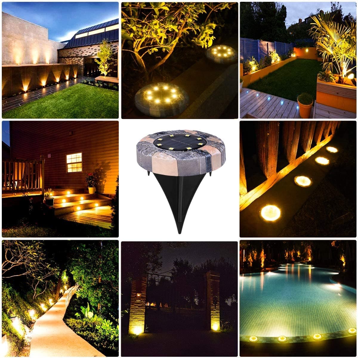 Solar Path Lights Dusk-to-Dawn Weatherproof 8-Pack