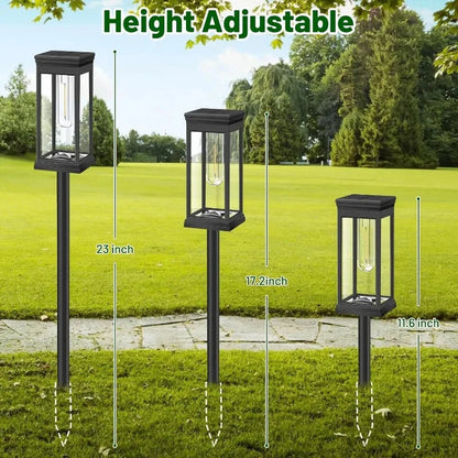 Solar Pathway Lights Lantern-Style Filament LED Dusk Sensor