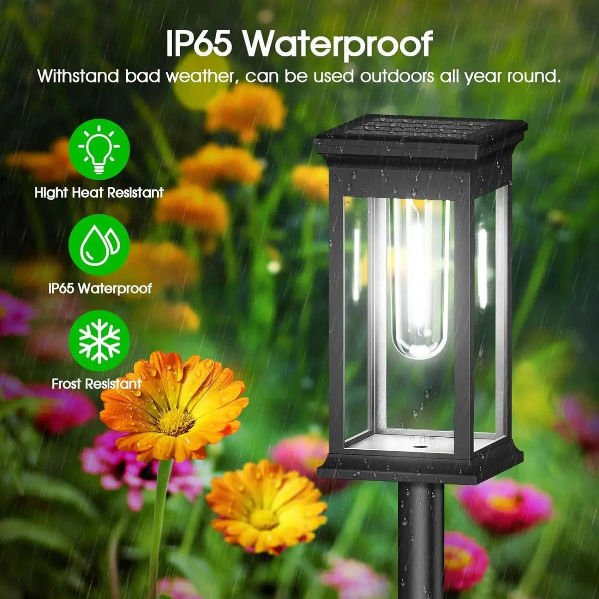 Solar Pathway Lights Lantern-Style Filament LED Dusk Sensor