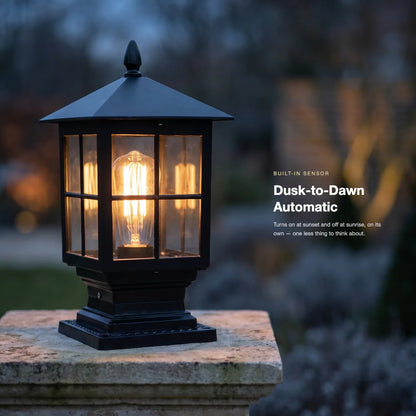 Solar Post Light Dusk-To-Dawn Sensor IP65 Weather-Resistant