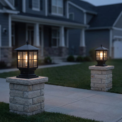 Solar Post Light Dusk-To-Dawn Sensor IP65 Weather-Resistant