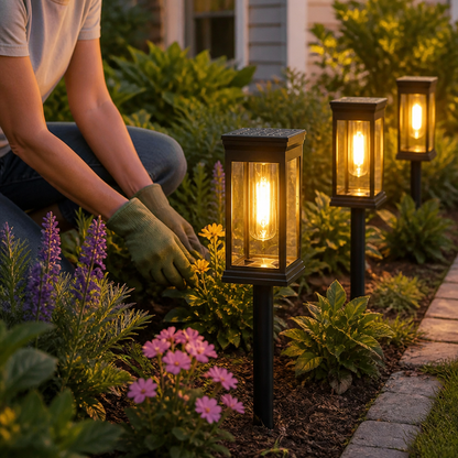 Solar-Powered LED Pathway Lantern (Automatic Dusk Sensor, Weather-Resistant)