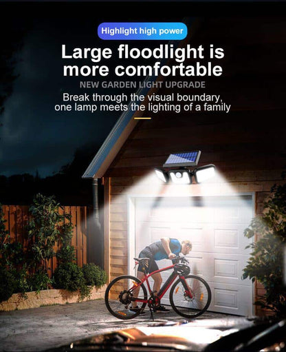 Solar Security Light Motion-Activated Three Adjustable Spotlights IP66 Weather-Resistant