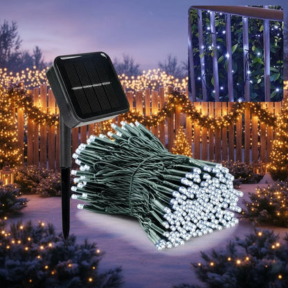 Solar String Lights Solar-Powered 8 Lighting Modes IP65 Weather-Resistant