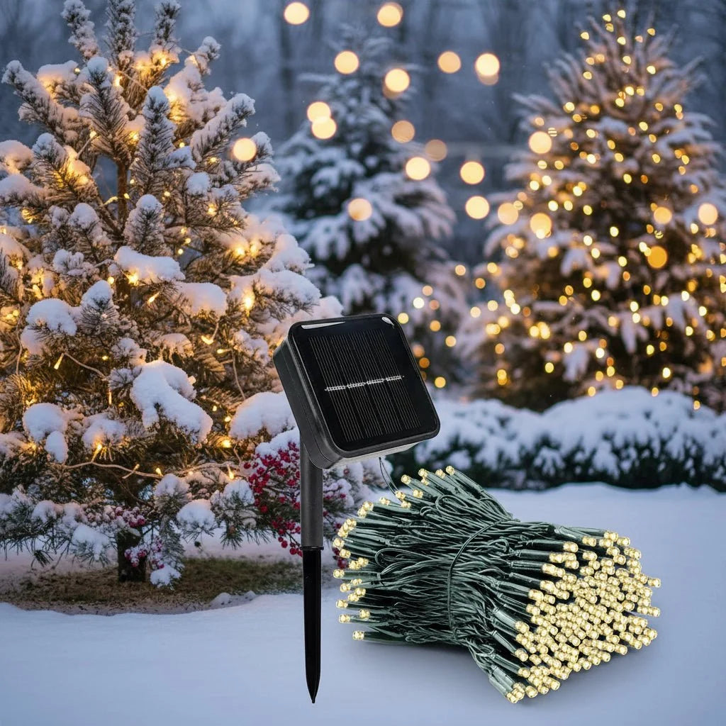 Solar String Lights Solar-Powered 8 Lighting Modes IP65 Weather-Resistant
