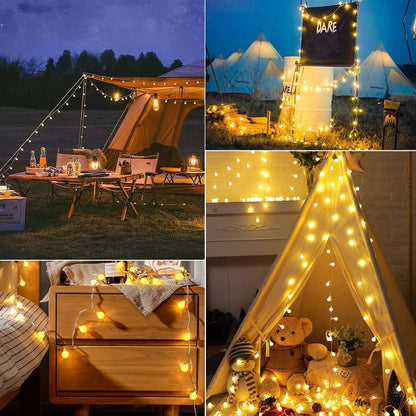Solar String Lights Weather-Resistant Warm White & Multicolor