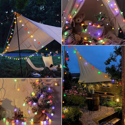Solar String Lights Weather-Resistant Warm White & Multicolor