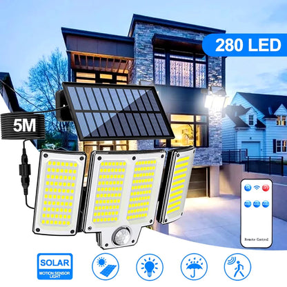 Solar Wall Light Motion Sensor Remote Control Adjustable Head