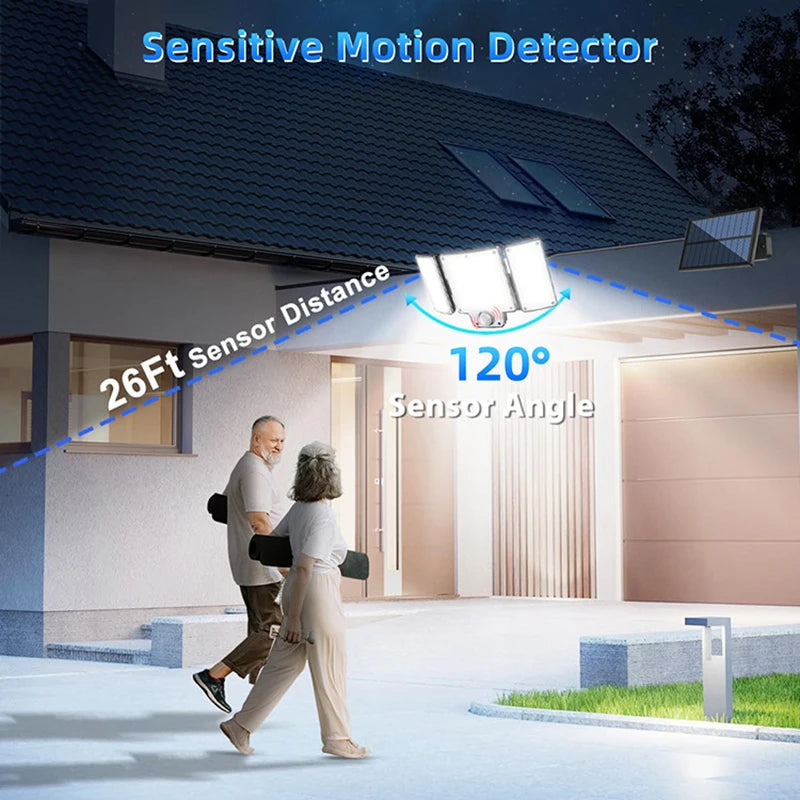 Solar Wall Light Motion Sensor Remote Control Adjustable Head