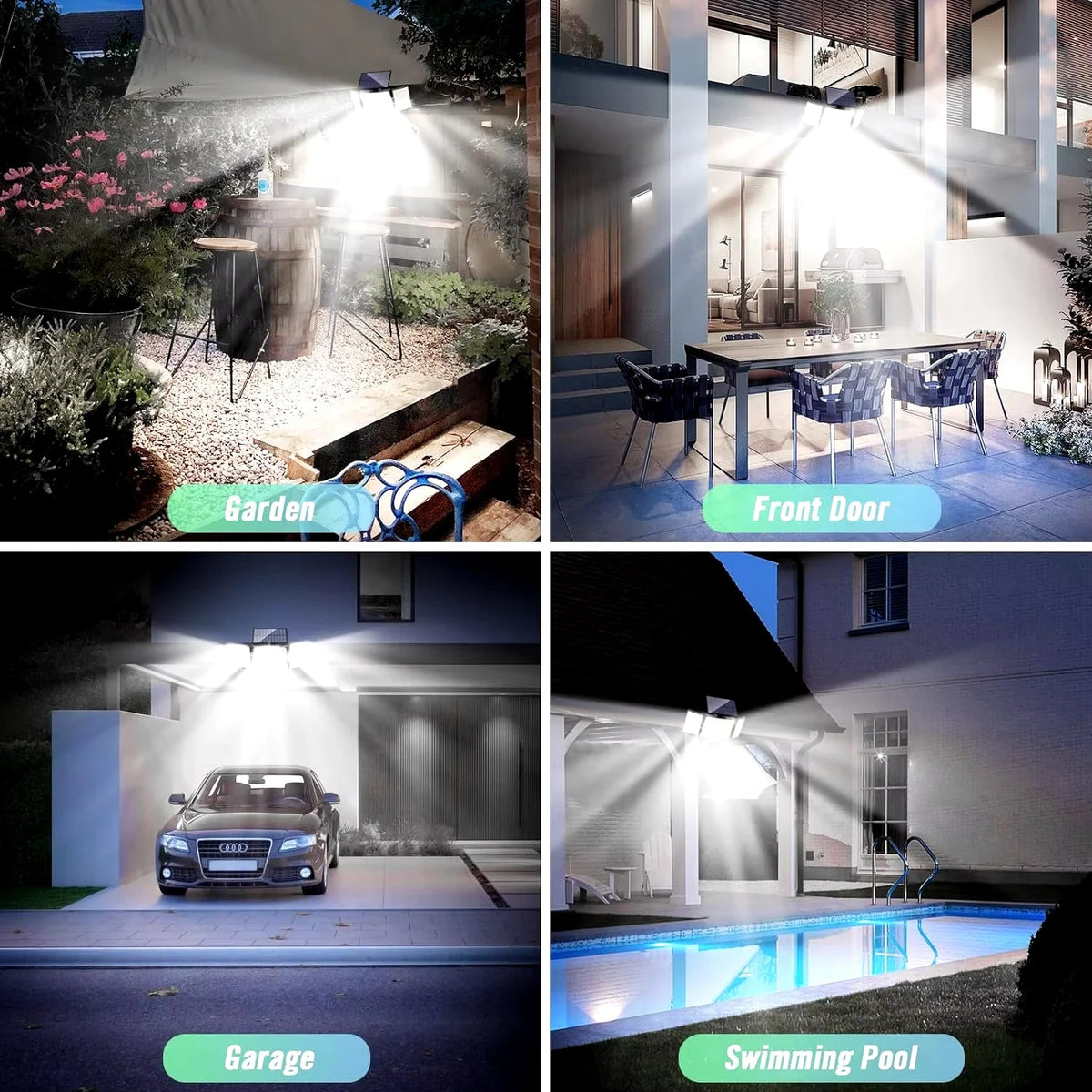 Solar Wall Light Motion Sensor Remote Control Adjustable Head
