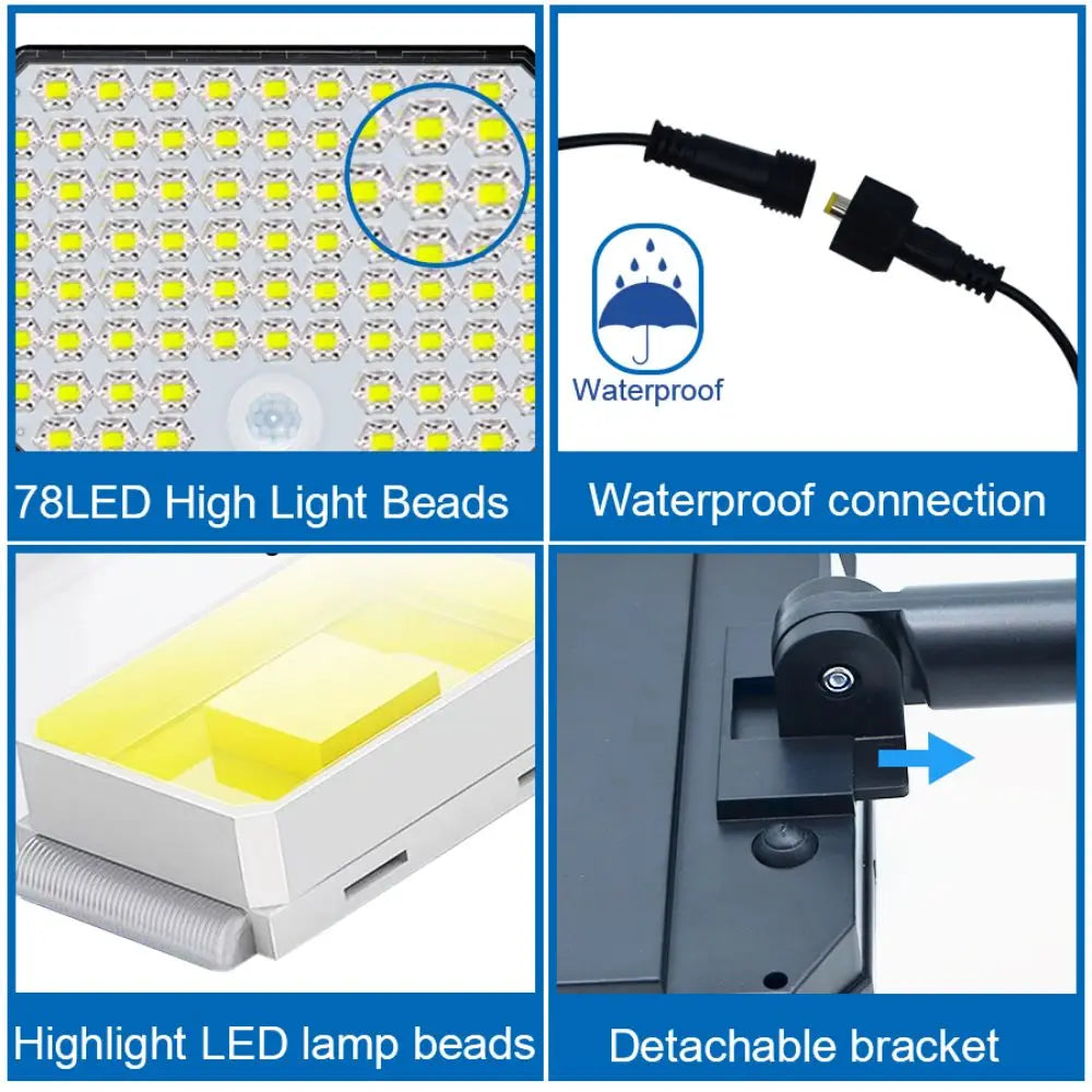 Solar Wall Light Motion Sensor Remote Control Adjustable Head