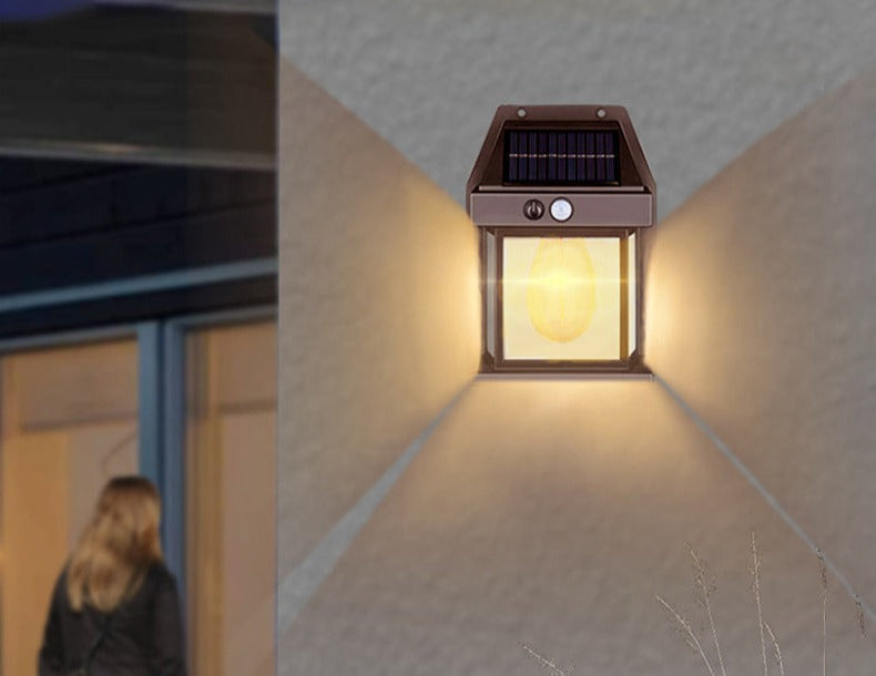Solar Wall Light Motion Sensor Weatherproof 12-Hour Runtime