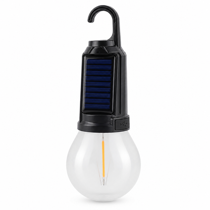 Solar & USB Rechargeable Camping Lantern with Built-In Hook