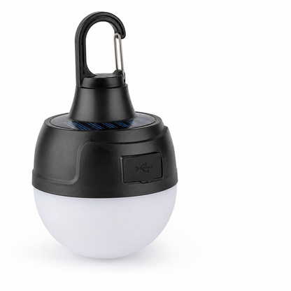 Solar & USB Rechargeable Camping Lantern with Built-In Hook