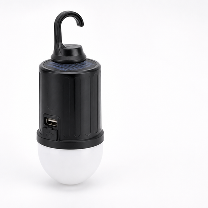 Solar & USB Rechargeable Camping Lantern with Built-In Hook