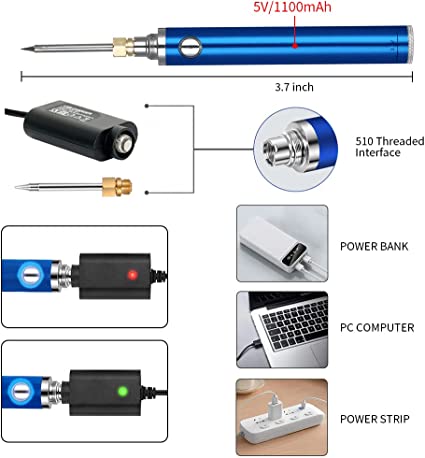 Soldering Iron Wireless USB Rechargeable Stepless Temperature Control